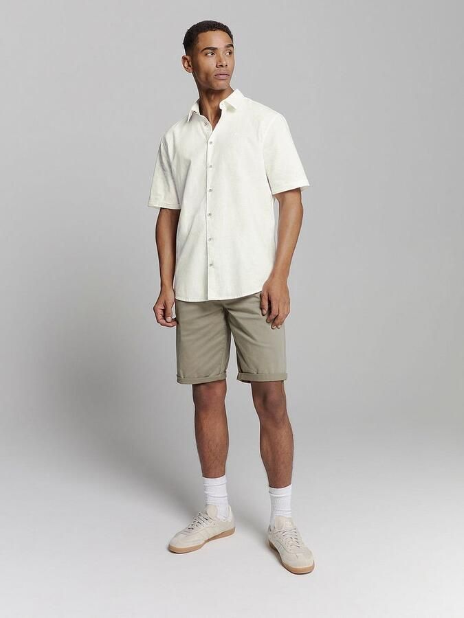 No Excess Short Sleeve Overhemd Linen Blend Wit - Foto 2