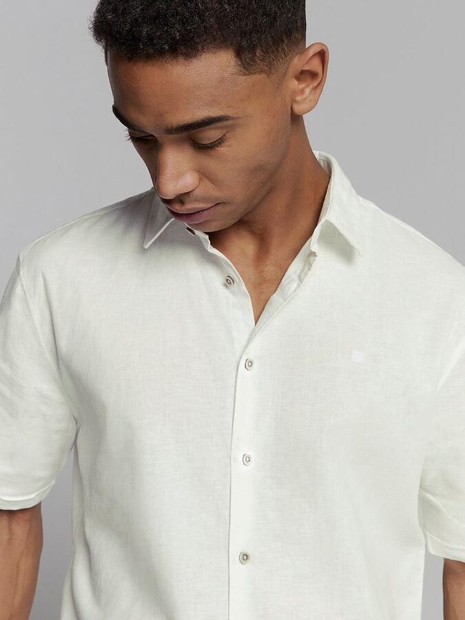 No Excess Short Sleeve Overhemd Linen Blend Wit - Foto 3