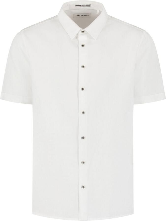 No Excess Overhemd Korte Mouw Short Sleeve Overhemd Linen Blend Wit - Foto 3