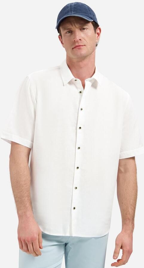 No Excess Overhemd Korte Mouw Short Sleeve Overhemd Linen Blend Wit - Foto 5