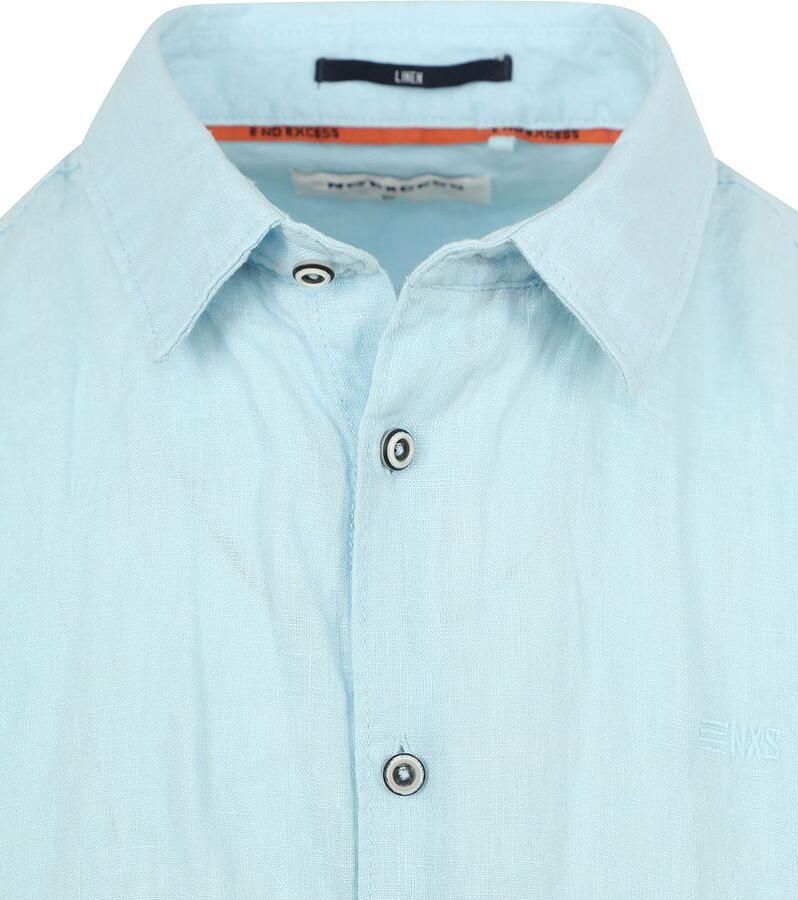 No Excess Short Sleeve Overhemd Linnen Lichtblauw - Foto 2