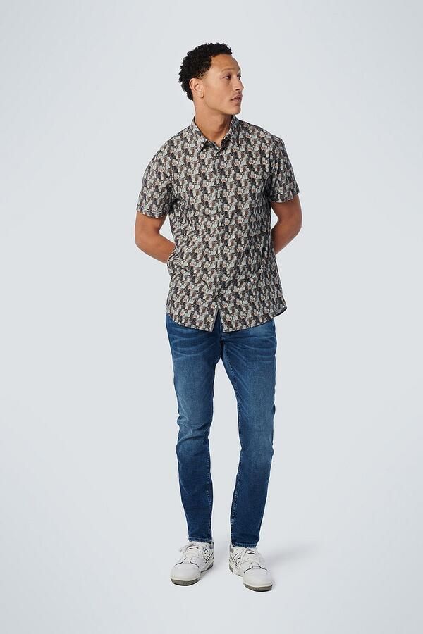 No Excess Overhemd Lange Mouw Short Sleeve Overhemd Print Groen - Foto 3