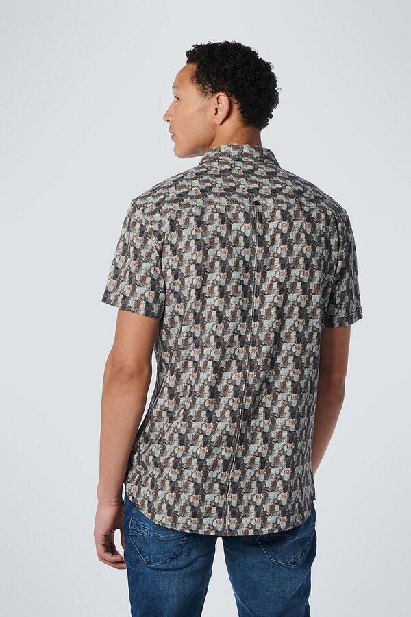 No Excess Overhemd Lange Mouw Short Sleeve Overhemd Print Groen - Foto 3