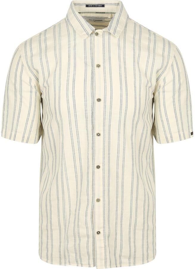 No Excess Short Sleeve Overhemd Streep Ecru