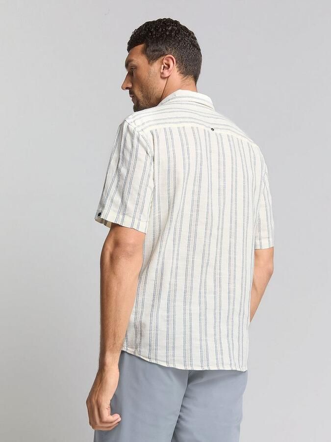 No Excess Short Sleeve Overhemd Streep Ecru - Foto 4