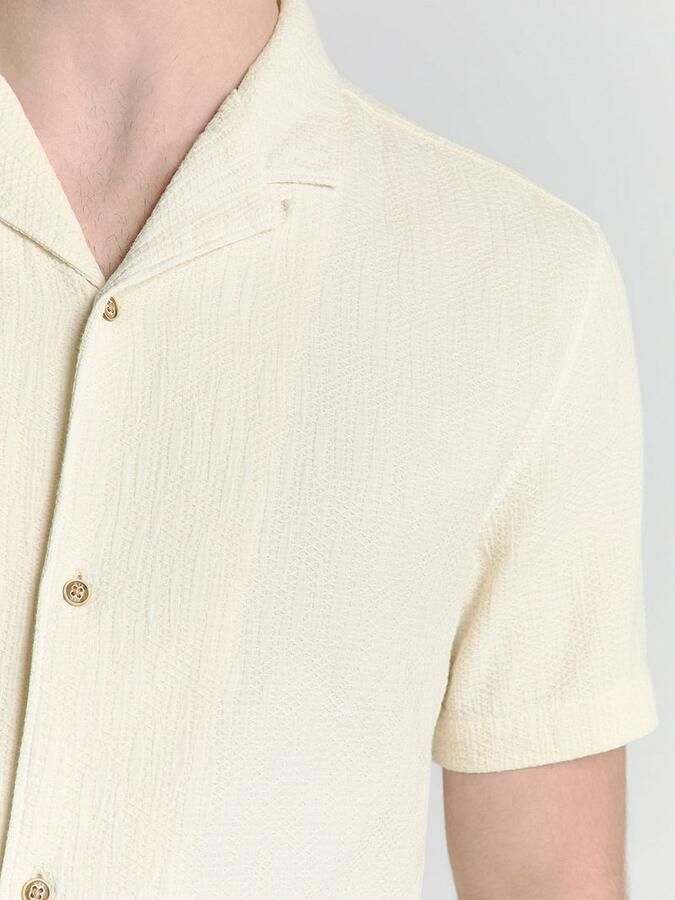 No Excess Short Sleeve Overhemd Structure Ecru - Foto 5