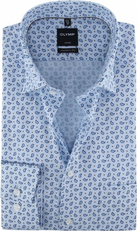 Olymp Luxor Overhemd Paisley Blauw