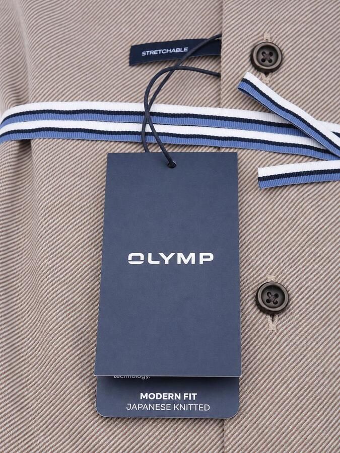 Olymp Overhemd Lange Mouw Japanese Knitted Overhemd Twill Bruin - Foto 3
