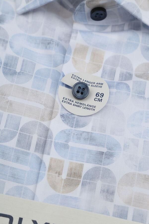 Olymp Level 5 Overhemd Stretch Extra Lange Mouw Print Lichtblauw - Foto 3