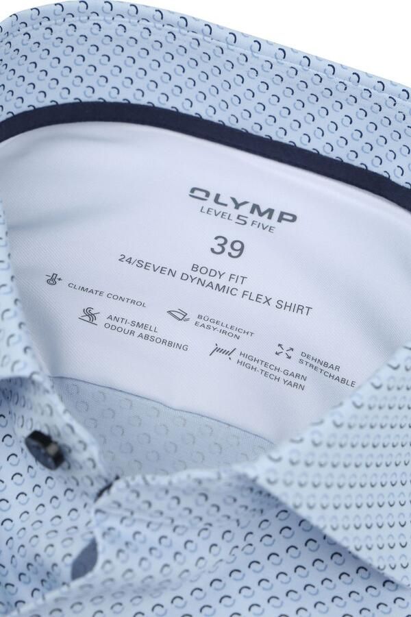 Olymp Level 5 Overhemd Stretch Print Blauw - Foto 2