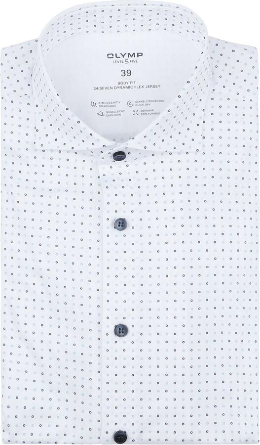 Olymp Level 5 Overhemd Stretch Print Wit