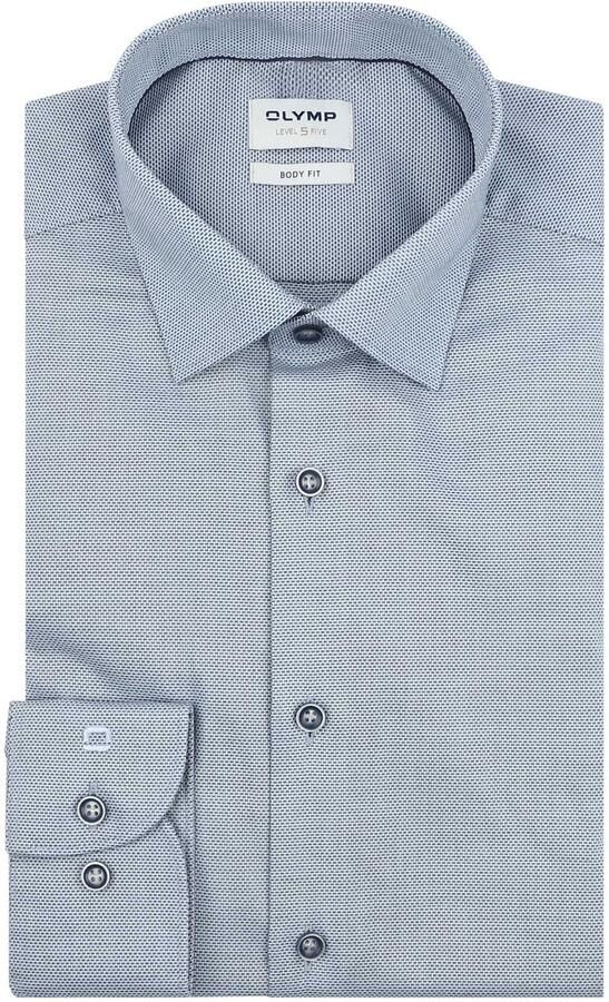 Olymp Level Five Overhemd Extra Lange Mouwen Structure Blauw