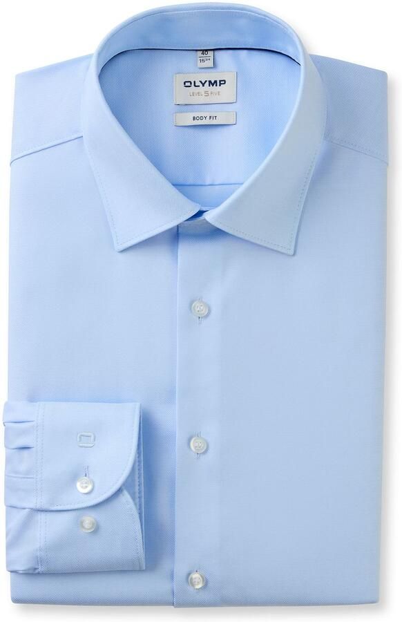 Olymp Overhemd Lange Mouw Level Five Overhemd Extra Lange Mouwen Twill Lichtblauw - Foto 2