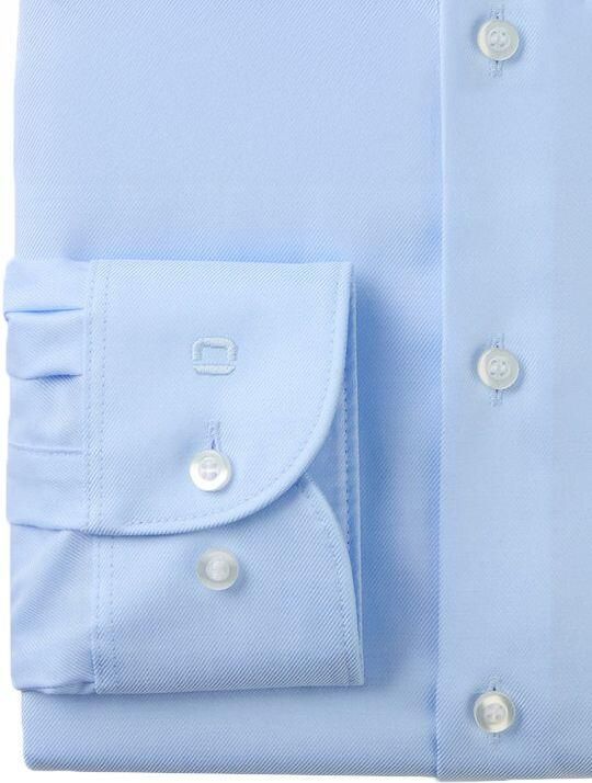 Olymp Overhemd Lange Mouw Level Five Overhemd Extra Lange Mouwen Twill Lichtblauw