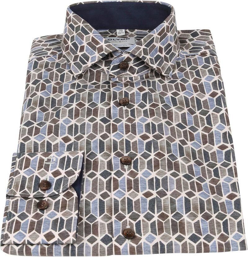 Olymp business overhemd slim fit donkerblauw geprint katoen - Foto 3