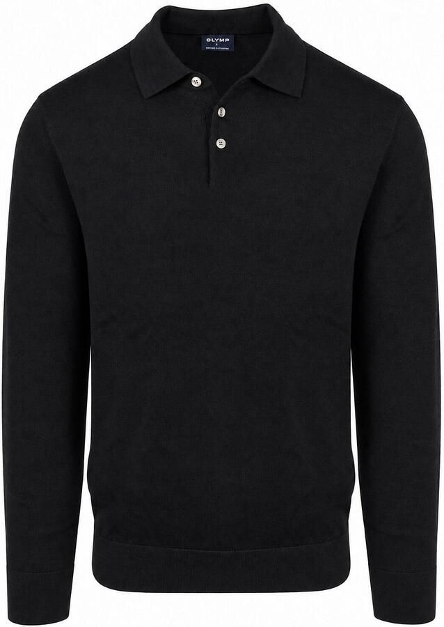 Olymp Longsleeve Poloshirt Wol Zwart