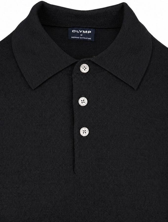 Olymp Longsleeve Poloshirt Wol Zwart - Foto 2