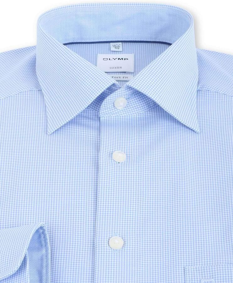 Olymp Luxor Comfort Fit Shirt Blauw Ruit