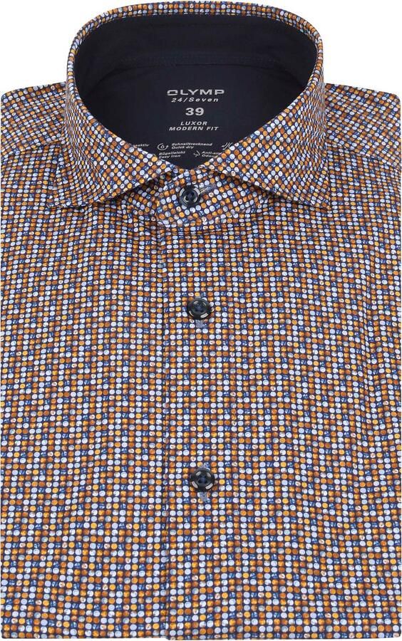 Olymp Luxor Jersey Stretch Overhemd 24 Seven Caramel