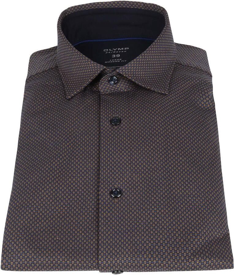 Olymp Luxor Jersey Stretch Overhemd 24 Seven Oker - Foto 2