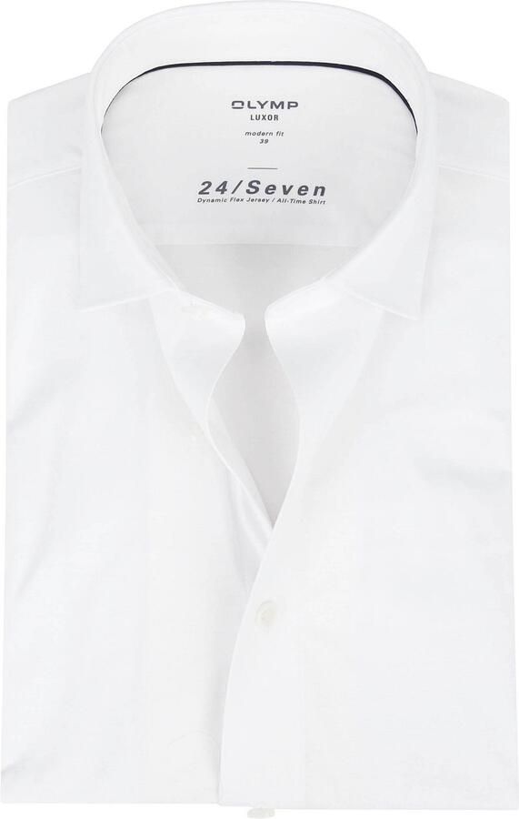 Olymp Luxor Jersey Stretch Overhemd 24 Seven Wit