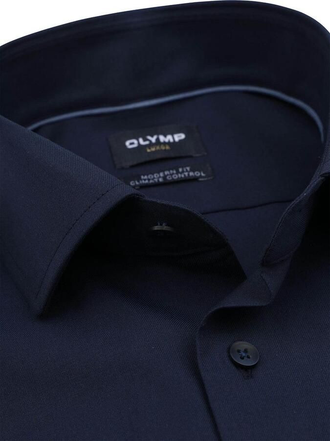 Olymp business overhemd Luxor Modern Fit normale fit donkerblauw effen katoen - Foto 8