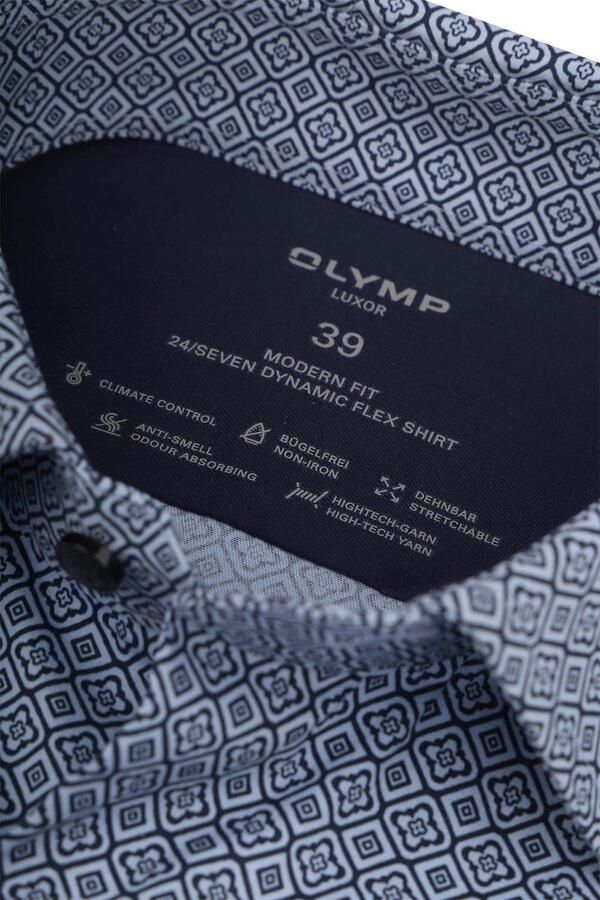 Olymp Luxor Overhemd 24 Seven Print Blauw - Foto 2