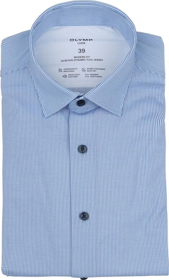 Olymp Luxor Overhemd 24 Seven Print Blauw