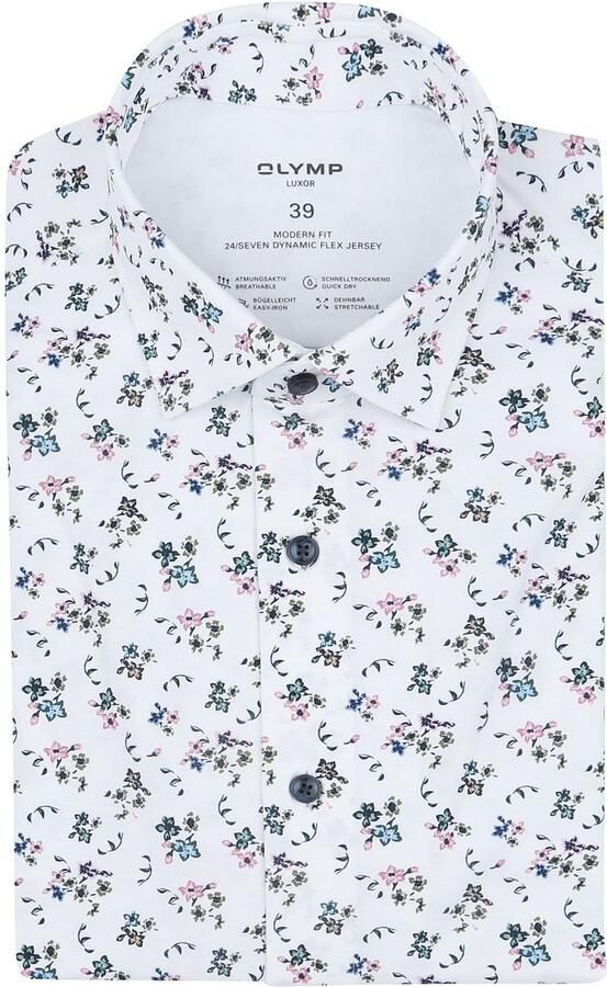 Olymp Luxor Overhemd 24 Seven Print Wit