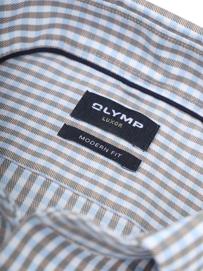 Olymp Overhemd Lange Mouw Luxor Overhemd Checks Beige Blauw - Foto 2