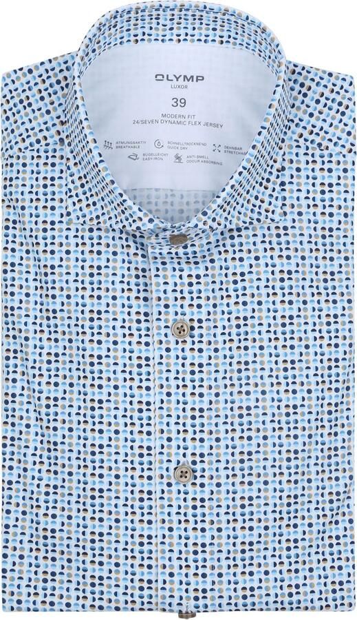 Olymp Luxor Overhemd Cirkels Blauw