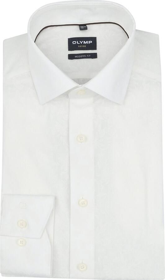 Olymp Luxor Overhemd Flower Ton-Sur-Ton Off White