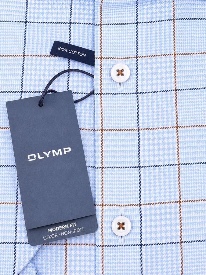 Olymp Overhemd Lange Mouw Luxor Overhemd Multicheck Blauw - Foto 2