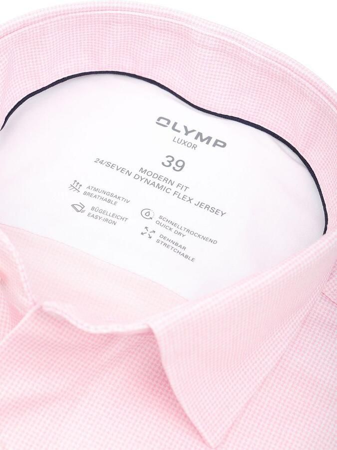 Olymp Luxor Overhemd Pied De Poule Roze - Foto 3
