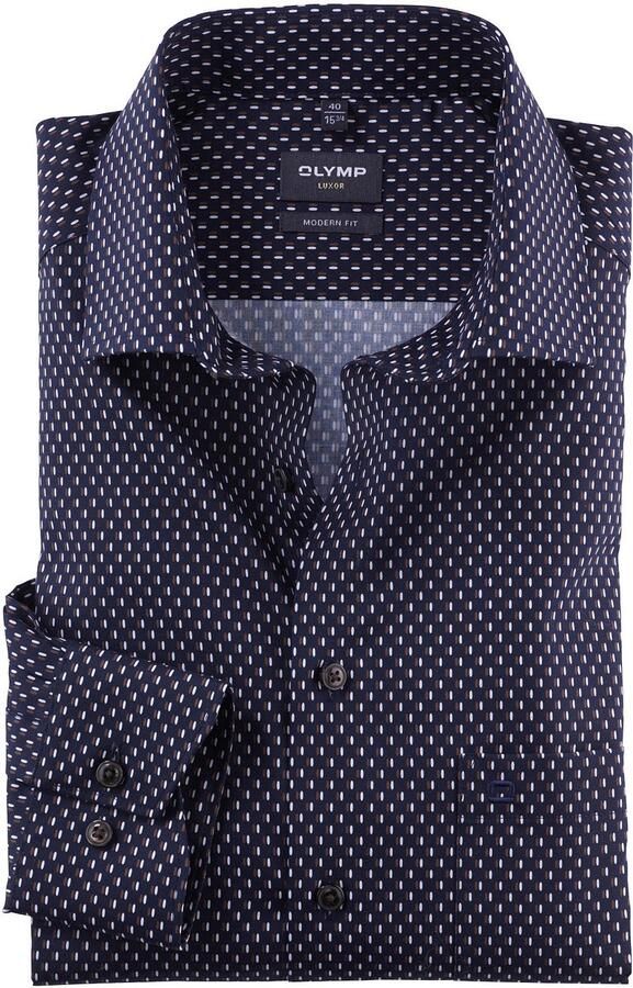 Olymp Luxor Overhemd Print Navy