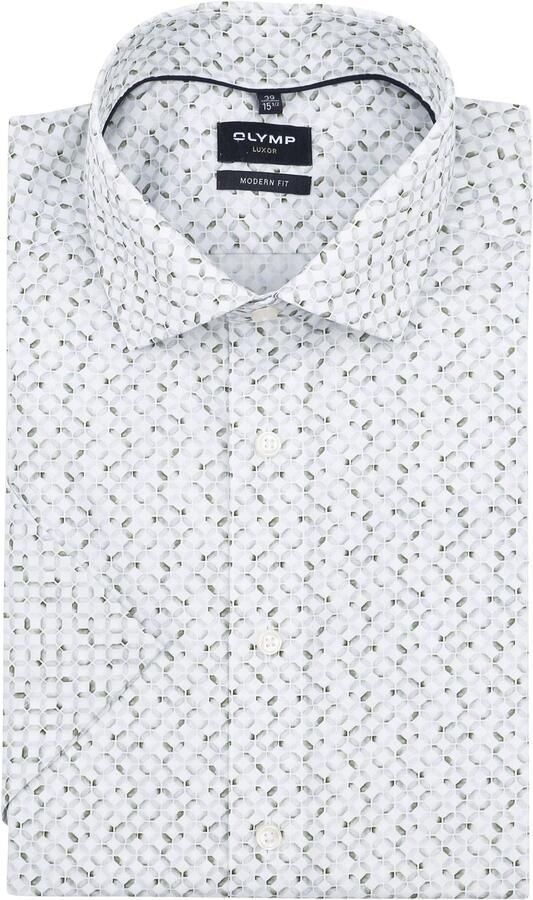 Olymp Luxor Overhemd Print Olijf