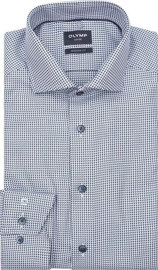 Olymp Luxor Overhemd Print Structura Blauw