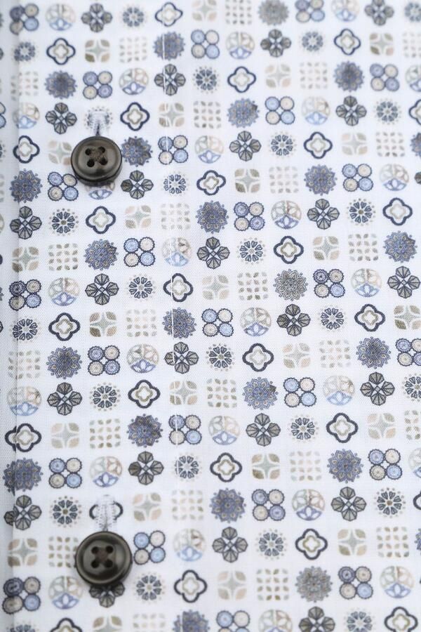 Olymp Luxor Overhemd Print Wit Beige - Foto 2