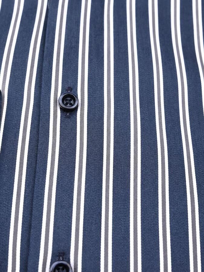 Olymp Overhemd Lange Mouw Luxor Overhemd Extra Lange Mouwen Strepen Sunshade Navy - Foto 2