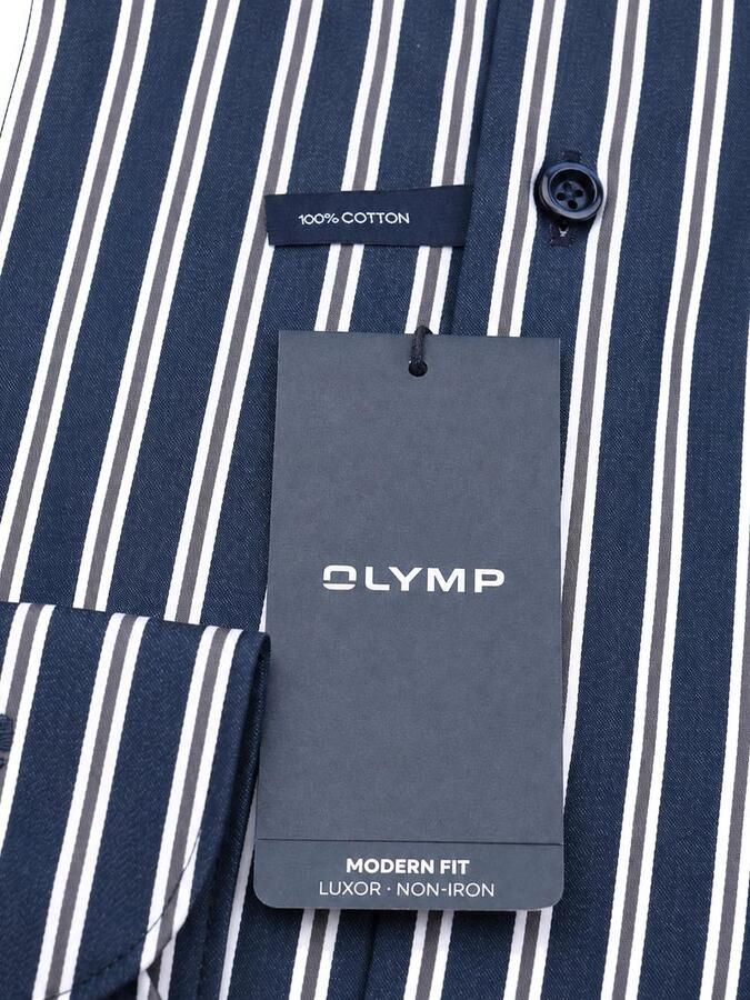 Olymp Overhemd Lange Mouw Luxor Overhemd Extra Lange Mouwen Strepen Sunshade Navy - Foto 3