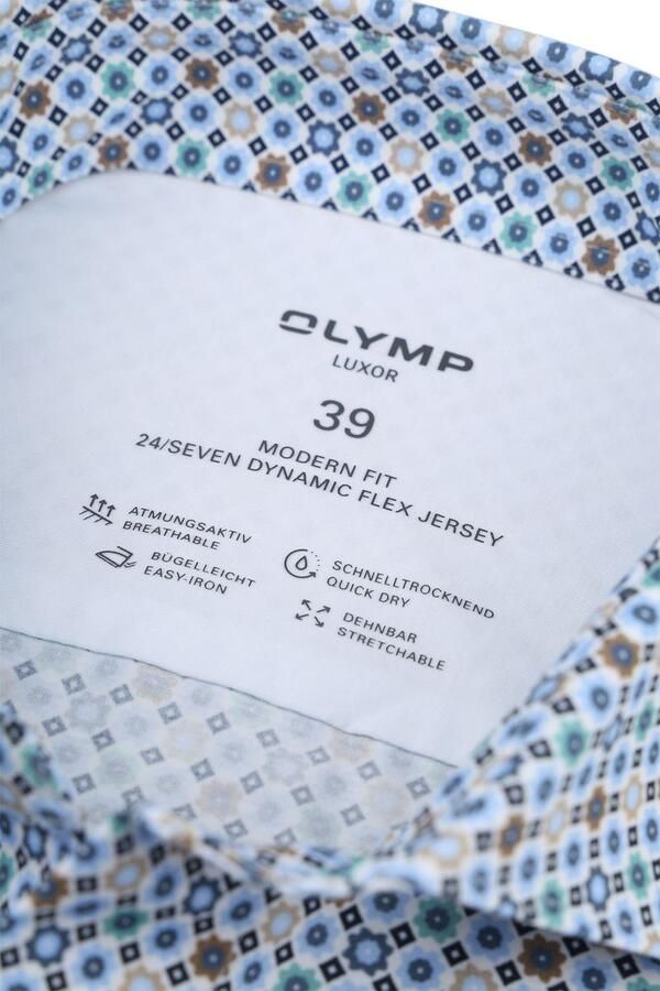 Olymp Luxor Overhemd Stretch Print Blauw - Foto 3