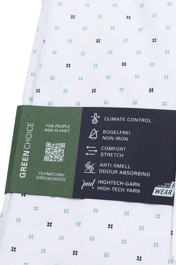 Olymp Luxor Overhemd Stretch Print Wit - Foto 3