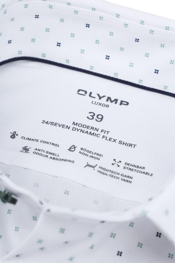 Olymp Luxor Overhemd Stretch Print Wit - Foto 4