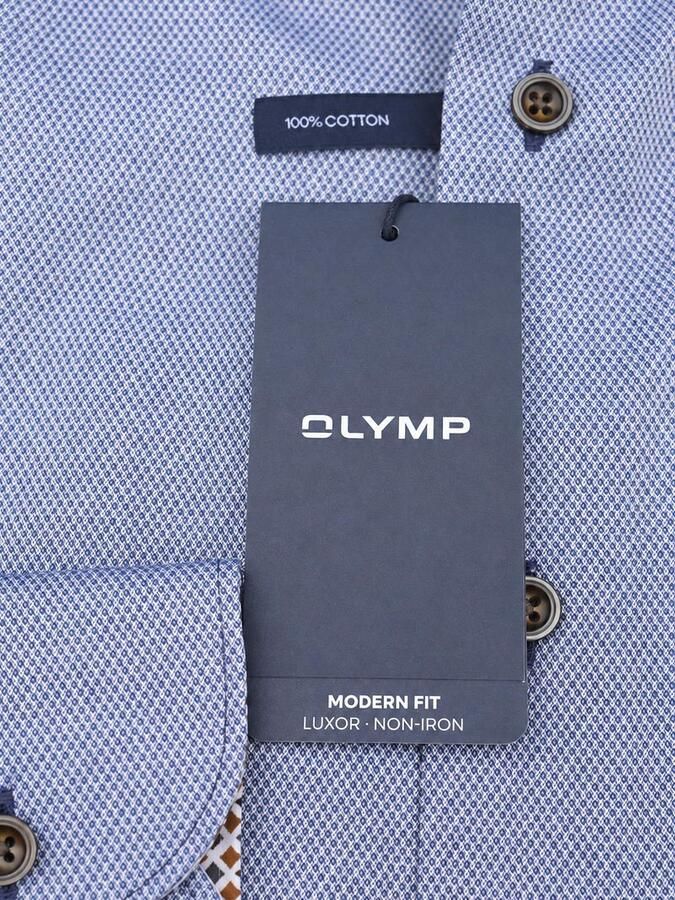 Olymp Overhemd Lange Mouw Luxor Overhemd Structure Blauw - Foto 3
