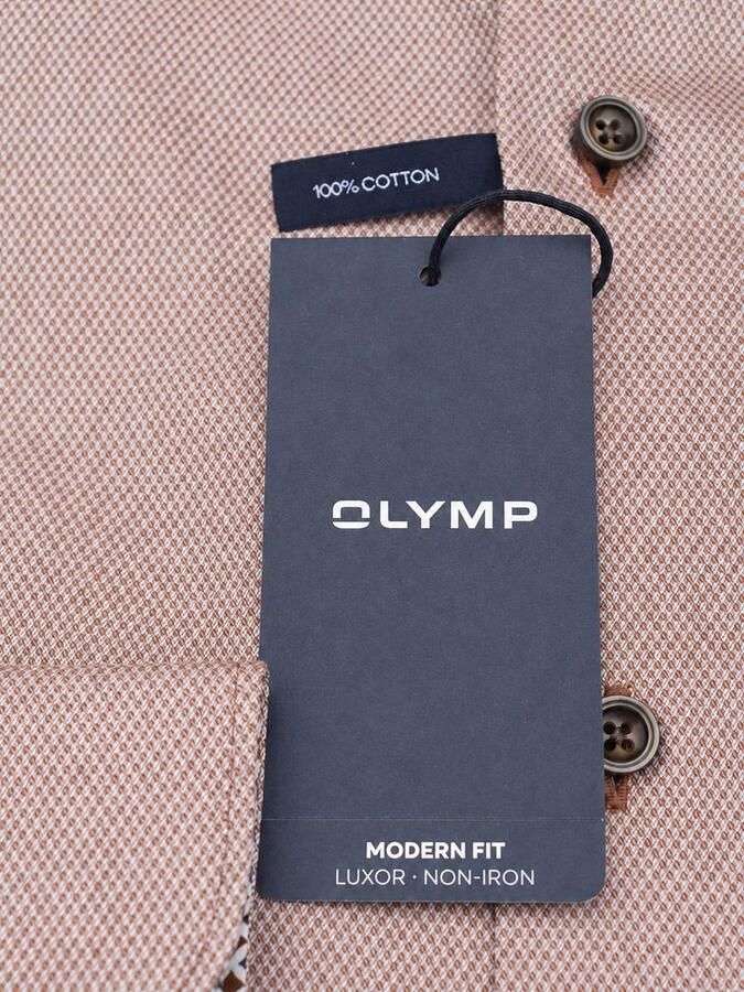 Olymp Overhemd Lange Mouw Luxor Overhemd Structure Nougat - Foto 3