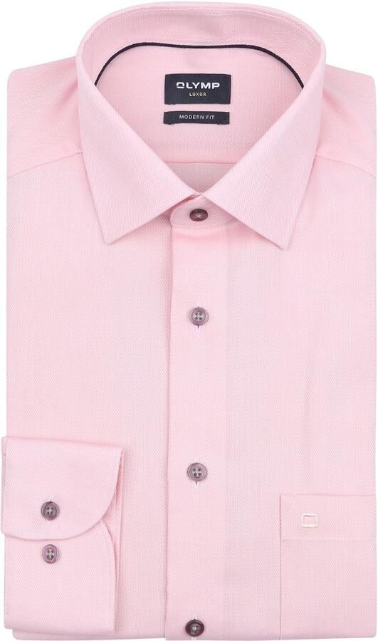 Olymp Luxor Overhemd Extra Lange Mouwen Structure Roze