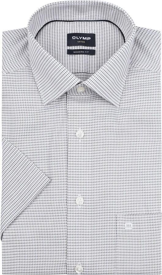 Olymp Luxor Short Sleeve Overhemd Print Nougat