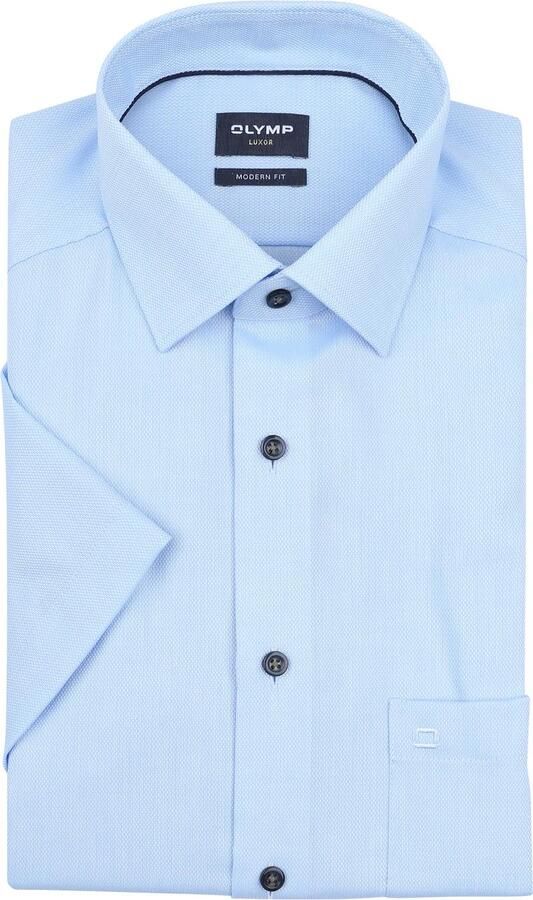 Olymp Luxor Short Sleeve Overhemd Structure Lichtblauw