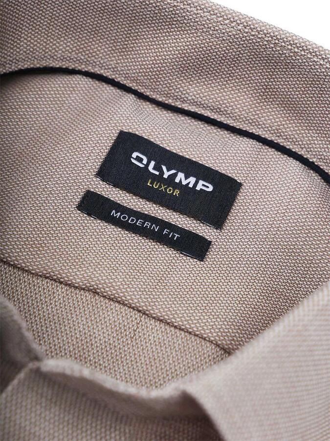 Olymp Luxor Short Sleeve Overhemd Structure Taupe - Foto 2