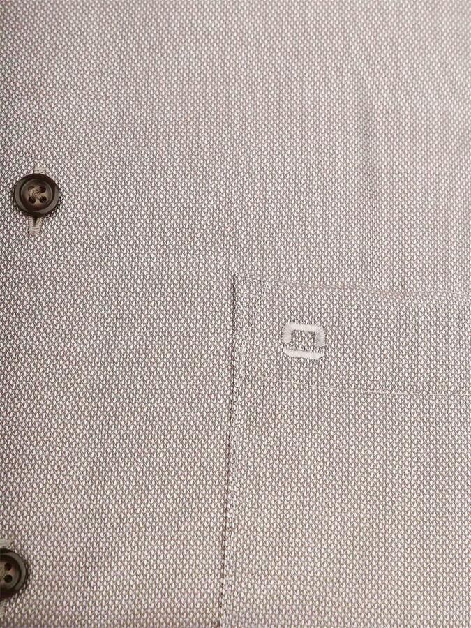 Olymp Luxor Short Sleeve Overhemd Structure Taupe - Foto 3